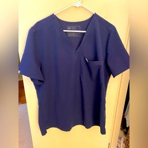 Figs Navy Blue V-Neck Medical Scrub Top